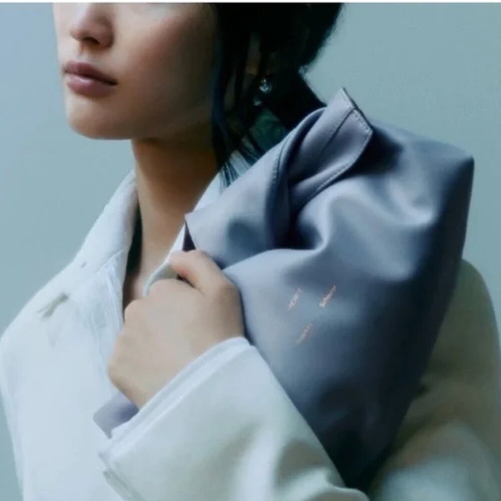 Proenza Schouler Black Leather Clutch with Light Blue Accent - Picture 9 of 12